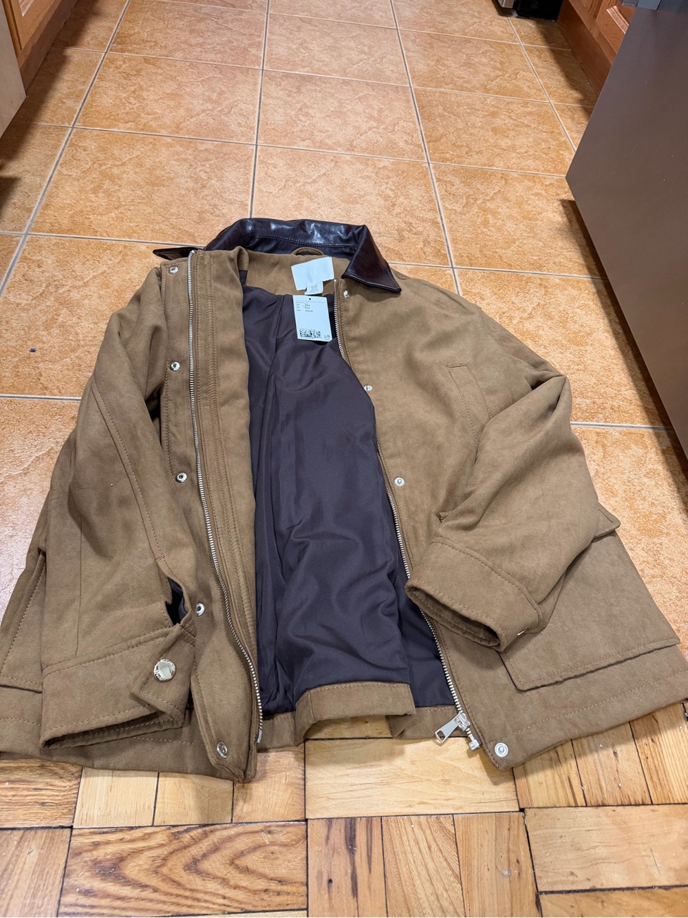 H&M Brown Field Jacket with Dark Contrast Collar
